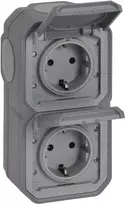 Legrand Plexo NEW APWG 069744L Kištukinis lizdas Schuko IP44 Pilkas 2-jų vietų vertikalus 5 (069744L)
