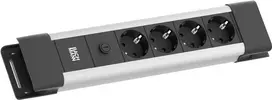 Bachmann CONNECTUS 3x CEE7 kištukinis lizdas, 10 A, 2,0 m laidas, C14 kištukas, pilkas
