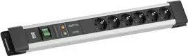 Prailgintuvas Bachmann CONNECTUS su 6x CEE7/3 kištukiniais lizdais, 1x GVS, 1x jungikliu, 2,0 m laidu, pilkas