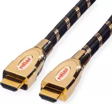 Roline Gold - HDMI mit Ethernetkabel - HDMI (M) bis HDMI (M) - 5 m - Doppelisolierung - schwarz-gold - 4K Unterstützung