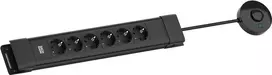Ilgintuvas Bachmann CONNECTUS 6x CEE7/3 lizdai, nuotolinis jungiklis, 2.0 m laidas, CEE7/7 kištukas, juodas