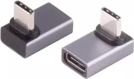 USB-C adapteris ShiverPeaks Pro 90° kampinis 4.0 - stačiu kampu lenktas USB-C jungtis, suderinamas su USB4/USB3.2 įrenginiais