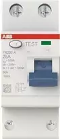 ABB liekamosios srovės grandinės pertraukiklis FX202A-25/0.03 2P A tipas 25A 30mA (2CSF202165R1250)