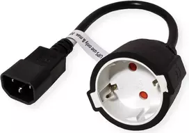 VALUE Netzkabel, C14 auf CEE7/3, max. 10A (2300W), nur fr Verwendung an USV, schwarz, 0,3 m