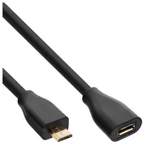 InLine Micro-USB 2.0 prailginimo laidas, Micro-B kištukas / lizdas, juodas/auksinis, 2 m