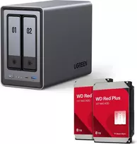 UGREEN NASync DXP2800 2-jų vietų NAS sistema su 2 × Western Digital 8TB WD80EFPX diskais