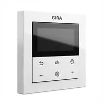Skaitmeninis kambario termostatas Gira System 3000 Bluetooth, baltas, LCD ekranas