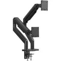 Laikiklis monitoriui DIGITUS Dvigubas monitorių laikiklis 2×45 colių ekranams, spaustuvas, 2×20 kg, VESA 75×75–100×100, pakreipimas -20–50°