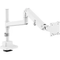 Laikiklis monitoriui DIGITUS Single, spaustuvinis, 57 col. maks., 27 kg talpa, VESA 75x75–100x100, baltas
