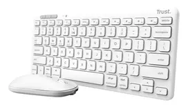 Klaviatūros ir pelės rinkinys TRUST Lyra Mini Wireless QWERTZ (RF + Bluetooth) Baltas, Vokiškas išdėstymas