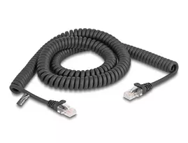 DeLOCK RJ45 spiralinis laidas vyras-į-vyrą Cat.5e 3 m juodas