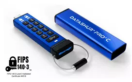 iStorage datAshur PRO+C 256GB | FIPS 140-3 Level 3 sertifikuota | Saugus USB Type-C diskas | AES-XTS 256 bitų aparatinė šifracija | Apsauga PIN kodu | Pridėtas Type C-A adapteris