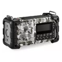 Nešiojamas avarinis radijas Sangean MMR-99 DAB+ su dinaminiu krautuvu ir saulės baterija, Arktinis kamufliažas