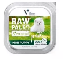 Šlapias šunų ėdalas VETEXPERT RAW PALEO Pâté Mini Puppy Duck 150 g – paštetas mažų veislių šuniukams, antienos receptas, pilnavertis ėdalas
