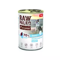 Šlapias šunų ėdalas VETEXPERT Raw Paleo Cod Light Adult, konservuotas 400 g, žuvies skonio, 11,3 % baltymų, 1,7 % riebalų