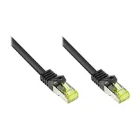 RJ45 jungiamasis laidas su Cat.7 žaliaviniu kabeliu ir užrakto apsauga (RNS®), S/FTP, PiMF, halogenų neturintis, 600MHz, OFC, juodas, 1,5m, Good Connections® (8070R-015S)