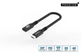 USB-C prailginimo laidas MicroConnect USB3.2CC015EX, USB 3.2 Gen 2x2, 0,15 m, juodas