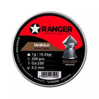 5.5 mm RANGER Diabolo Professional Sharp Grooved Point 250 šratų dėžutė