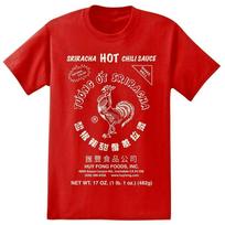 Sriracha aštraus padažo buteliuko etiketės logotipas Raudoni vyriški grafiniai marškinėliai Nauji unisex marškinėliai XXXL
