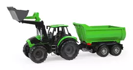 Mechaninis žaislinis traktorius Lena Deutz-Fahr Worxx su priekaba, 74 cm