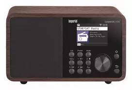 Nešiojamas DAB+ radijas Imperial DABMAN i170 – FM/DAB+ imtuvas, 10 W RMS, 2,4 colio ekranas, 3,5 mm, USB-A, juoda/medis
