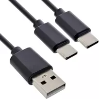 InLine USB 2in1 Y įkrovimo laidas, 1x USB-A kištukas į 2x USB-C kištukus, juodas 1 m