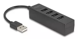 USB šakotuvas DeLOCK 64334, USB-A, 480Mbit/s, juodas