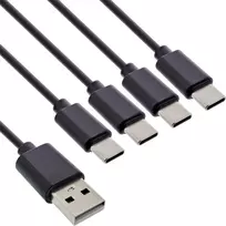 InLine USB 4in1 Y krovimo laidas, 1x USB-A kištukas į 4x USB-C kištukus, juodas, 1 m
