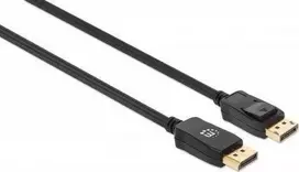 Manhattan DisplayPort 1.4 laidas, 8K@60Hz, 2 m, pintas, kištukas-kištukas, su skląsčiais, visiškai ekranuotas, juodas, garantija visam laikui