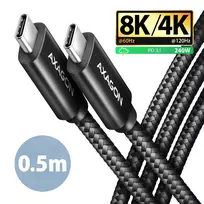 USB-C į USB-C laidas AXAGON BUCM4X-CM05AB — USB4 Gen 3x2, 40Gbit/s, 240 W, 0,5 m, juodas