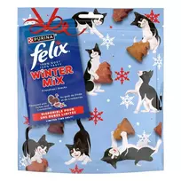 Kačių skanėstai Purina Nestlé Felix Winter Mix kalakutiena ir spanguolės 200 g mėsos maišelis, suaugusioms katėms, baltymai 35,5%, riebalai 19,5%