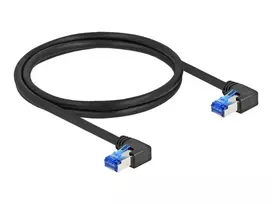 Tinklo kabelis DeLOCK RJ45 Cat.6A S/FTP stačiu kampu 1 m juodas