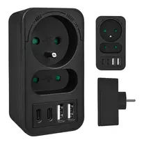 Maitinimo daliklis MACLEAN MCE249 F/B – 2 AC lizdai (16A + 6A) su 2×USB-A ir 2×USB-C PD 20W, EU kištukas, juodas