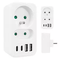 Maitinimo skirstytuvas MACLEAN MCE249 F/W – 2 kištukiniai lizdai (16A + 6A) ir 4 USB (2x A, 2x C PD 20W)