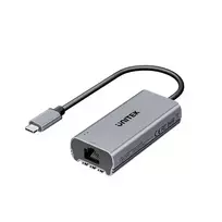 USB-C į RJ45 adapteris Unitek U1343AGY01 — 5Gbps Ethernet, USB-C (kištukas) į RJ45 (lizdas), pilkas, 0,15 m laidas