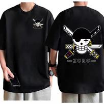 One Piece Roronoa Zoro Dual Swords T-shirt Men Women Cotton Anime Graphic Tee Crew Neck Short Sleeve Streetwear Daily Casual Top 4XL