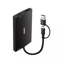 Lindy 43430 vaizdo kabelio adapteris 0,11 m USB Type-C 2 x HDMI juodas
