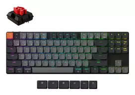Mechaninė klaviatūra Keychron K1X-B1, 80 % (87 klavišai), USB + Bluetooth, QWERTY anglų, pilka, RGB foninis apšvietimas