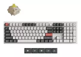 Mechaninė klaviatūra Keychron Q6 Ultra 8K — pilno dydžio 100%, USB + RF belaidis + Bluetooth, RGB, balta