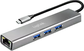 LogiLink USB 3.2 Gen1 Hub, 3xUSB-A, 1xRJ45 Gigabit Ethernet (UA0461)