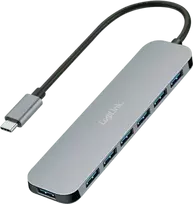 LogiLink USB-C HUB, 7 prievadai, USB 3.2 Gen 1, 7x USB-A Aliuminis (UA0457)