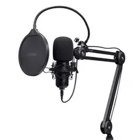 Podcast mikrofonas TRUST GXT 270 Emita II+ – kondensatorinis USB, laidinis, metalinis korpusas, juodas, 2,5 m laidas