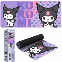 Pelės kilimėlis vaikams Kids Euroswan 80x30 cm Hello Kitty Kuromi, didelis stačiakampis stalinis/gamingo kilimėlis