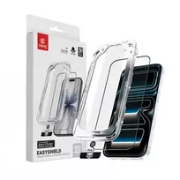 Crong EasyShield CRGES2PIP1769P grūdintas stiklas ekrano apsaugai, 2 vnt. rinkinys su montavimo rėmeliu, skirtas iPhone 17 Pro Max / 16 Pro Max