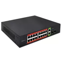 Tinklo jungiklis QOLTEC 52292 — Gigabit Ethernet PoE, 16x RJ45, 2x RJ45 uplink, 2x SFP