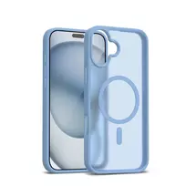 Crong Hybrid Matte Magnetic dėklas iPhone 17 – permatoma mėlyna, PC+TPU
