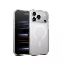 Crong Hybrid Matte Magnetic dėklas iPhone 17 Pro — permatomas baltas, PC+TPU