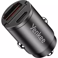 Automobilinis įkroviklis YENKEE CAR 02 Power Delivery 30W su USB-A ir USB-C prievadais