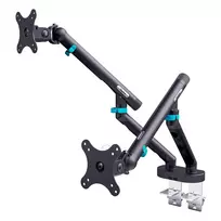 Dvigubas monitoriaus laikiklis DIGITUS Dual 2×35 colių, spaustuvas, 2×10 kg, VESA 75×75–100×100, pakreipimas -45–90°