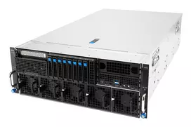 Stovo serveris ASUS ESC8000A-E13 (4U) Sidabrinis — LGA 6096, AMD EPYC, DDR5, iki 3 TB, 24 DIMM, 2× CPU, 3200 W maitinimo šaltinis